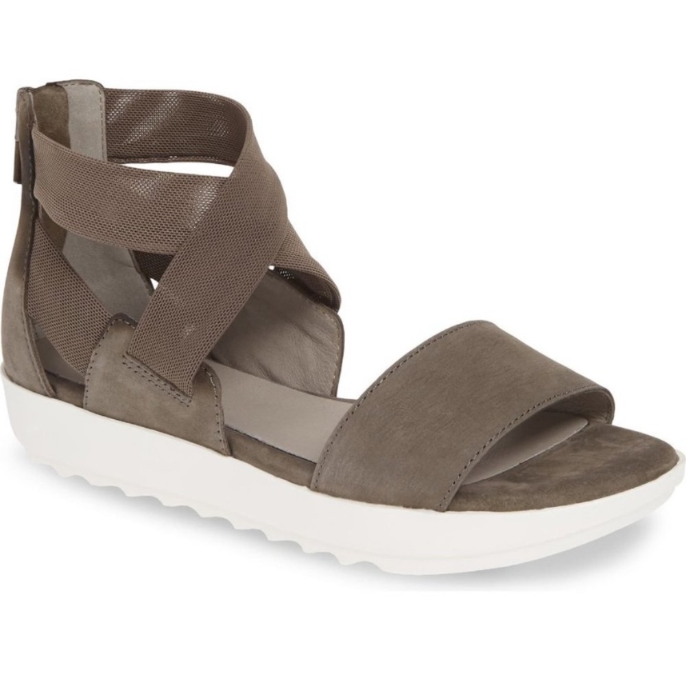 Eileen Fisher Kash Tumbled Nubuck Leather Sneaker Sandal in Gray size 9.5